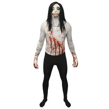 Jeff the Killer Morphsuit + Wig Mens Halloween Fancy Dress Costume Urban Legend