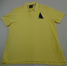 MUSTO Polo Shirt Men's Large Yellow Cotton Short Sleeve Big Logo