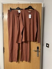 Next Women’s Heavyweight Rosewood Spot Cotton Long Sleeve Pyjamas Large 16-18