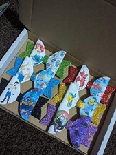 Handmade Ariel The Little Mermaid Glitter Hair Bow Clip Box Set Birthday...