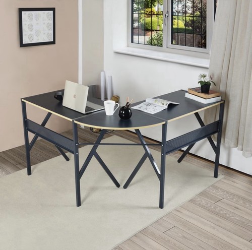 Black shaped desk - black,