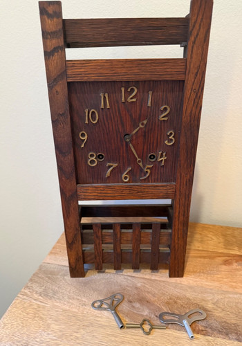 Antique mission oak - wall, clock