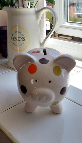 White ceramic piggy bank - ceramic,