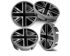 65mm Wheel Center Hub Caps Compatible with VW UK Flag (four Piece)