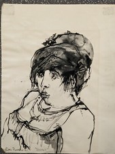 Original doublesided ink& watercolour wash painting Flossie by Peter Farmer 1961