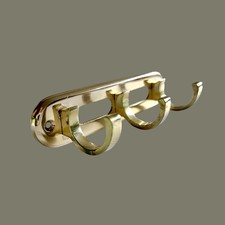 Vintage Solid Heavy Polished Brass Wall Hand Coat Hook / Rack / 3 Hooks