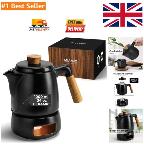 Black ceramic teapot - black, set