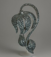 Large SPHINX Marcasite Brooch Stylised Snowdrop Flower Signed Retro