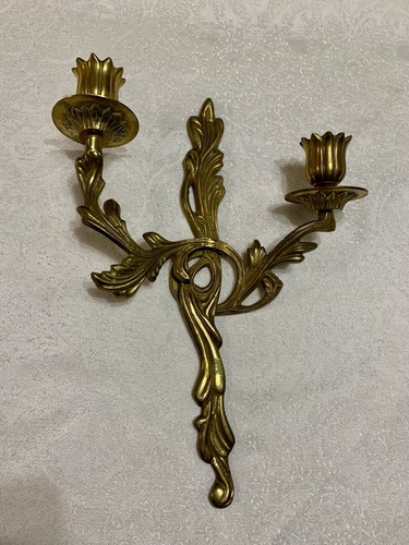 Vintage ornate brass arm - brass, 2-arm