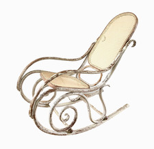 Antique Thonet Bentwood Rocking chair Nr.10 Art Nouveau Circa 1880s in White