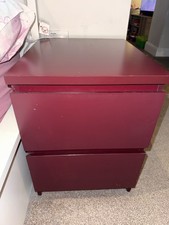 Set Of 2 Malm Burgundy Bedside