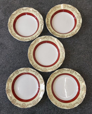 Midwinter Bowls Burslem Porcelain x5 Staffordshire Yellow Burgundy Gold 23cm