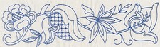 Vintage Embroidery Crewel Work Transfer Iron On - Jacobean Flower  - 22 x 6 cm