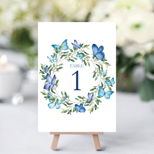 Blue butterfly floral - blue, wedding