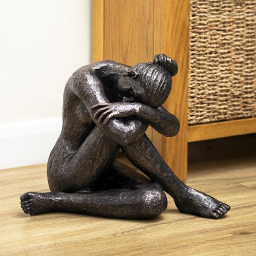Large bronze sitting woman - large,