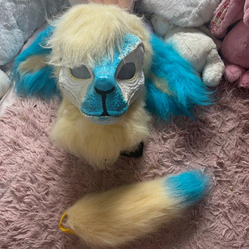 Blue faux fur furry - faux,