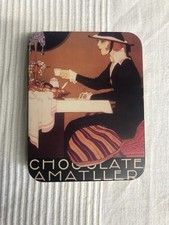 VINTAGE ART DECO TIN CHOCOLATE AMATLLEER BARCELONA EMPTY 122mm x 92mm x 22mm