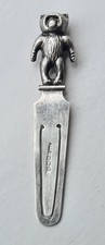 Antique English Sterling Silver Teddy Bear Bookmark - 1922
