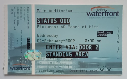 Status quo concert ticket - quo,