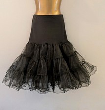 Womens Black Multi Layered Petticoat Retro 50s Style Stretchy fits size 8-12