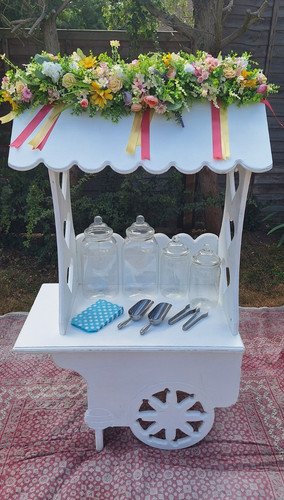 White wooden candy cart - cart, with