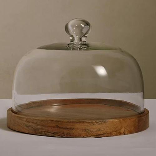 Glass cloche dome with lid - with,