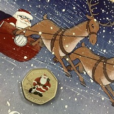 2019 Gibraltar Father Christmas /Raymond Briggs Snowman Colour 50p coin Card