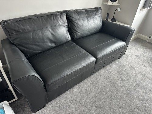 Seater black leather - m&s, 3
