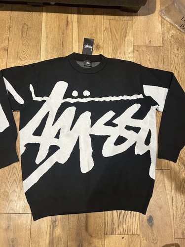 Stussy small black knit jumper - stussy,