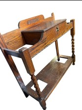 Antique Oak Stick And Umbrella Hall Way Stand/Entry Console. Barley Twist Legs.
