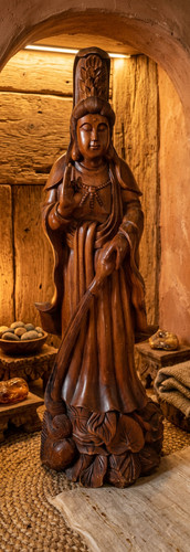 Antique wood carved - guan, yin