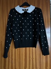 River Island black & white spot jumper with collar
