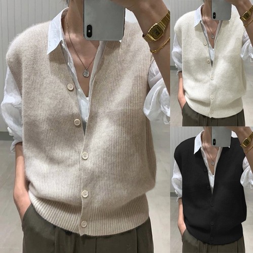 Womens knitted button neck - knitted, v