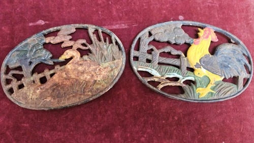 Pair cast iron - trivets, duck