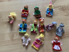 Bundle Wooden Head Fairy Tale Finger Puppets Robin Hood Little Mermaid Red Redin