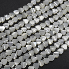 Mother Of Pearl Shell Heart Beads - 6mm - 15'' Strand,  for Jewellery Making