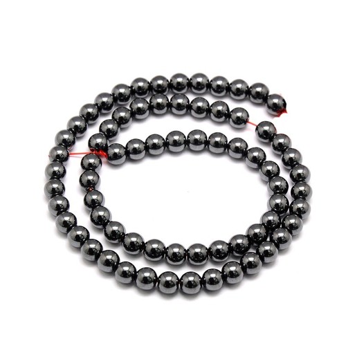 Hematite gemstone 6mm round - gemstone,