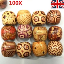 Pack of 100 Large Hole BOHO Wooden Beads for Macrame European Charms Crafts UK
