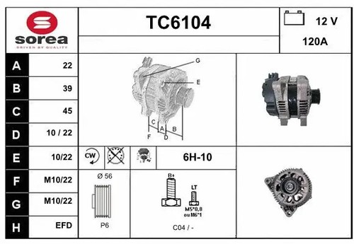 Alternator generator tc6104 - alternator,