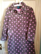 MINI BODEN long velvet coat Age 11-12 brown / pink polka dot