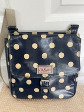 Cath Kidston navy and cream polka dot cross body/saddle oilcloth bag