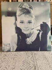 Audrey Hepburn canvas picture, black and grey.