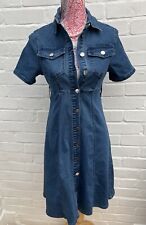 Lipsy Denim Shirt Dress UK 8 Petite Midi Aline Shirt Sleeve 