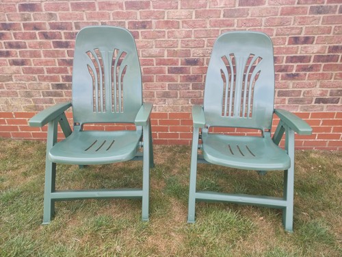 Pair recliner garden chairs - of,