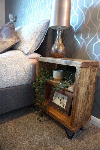 Rustic bedside table - bedside, |