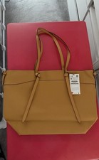 ZARA Mustard Brown Faux Leather Large Tote Bag New with Tags
