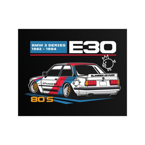 Bmw e30 80s - bmw, poster