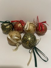 bundle of  Vintage style Paper Mache Round Baubles Christmas Tree Decorations