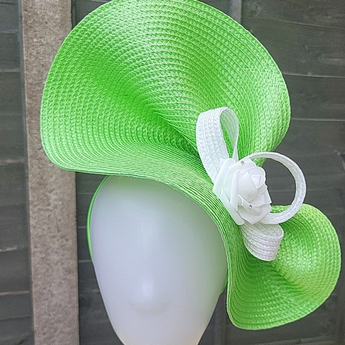 Lime green wow fascinator - green, hat