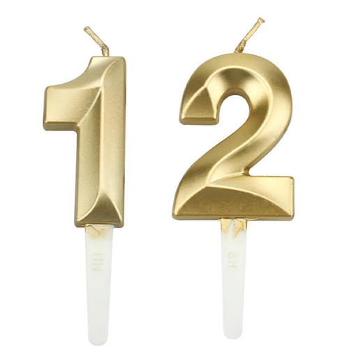 Gold number candle - gold, 12